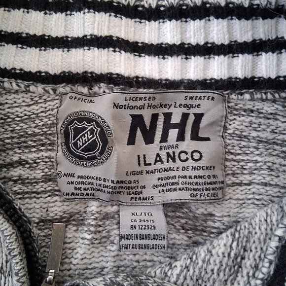 NHL Montreal Canadians Knit 1/4 zip Pullover Sweater Men's XL Black Grey Ombre - Picture 5 of 6